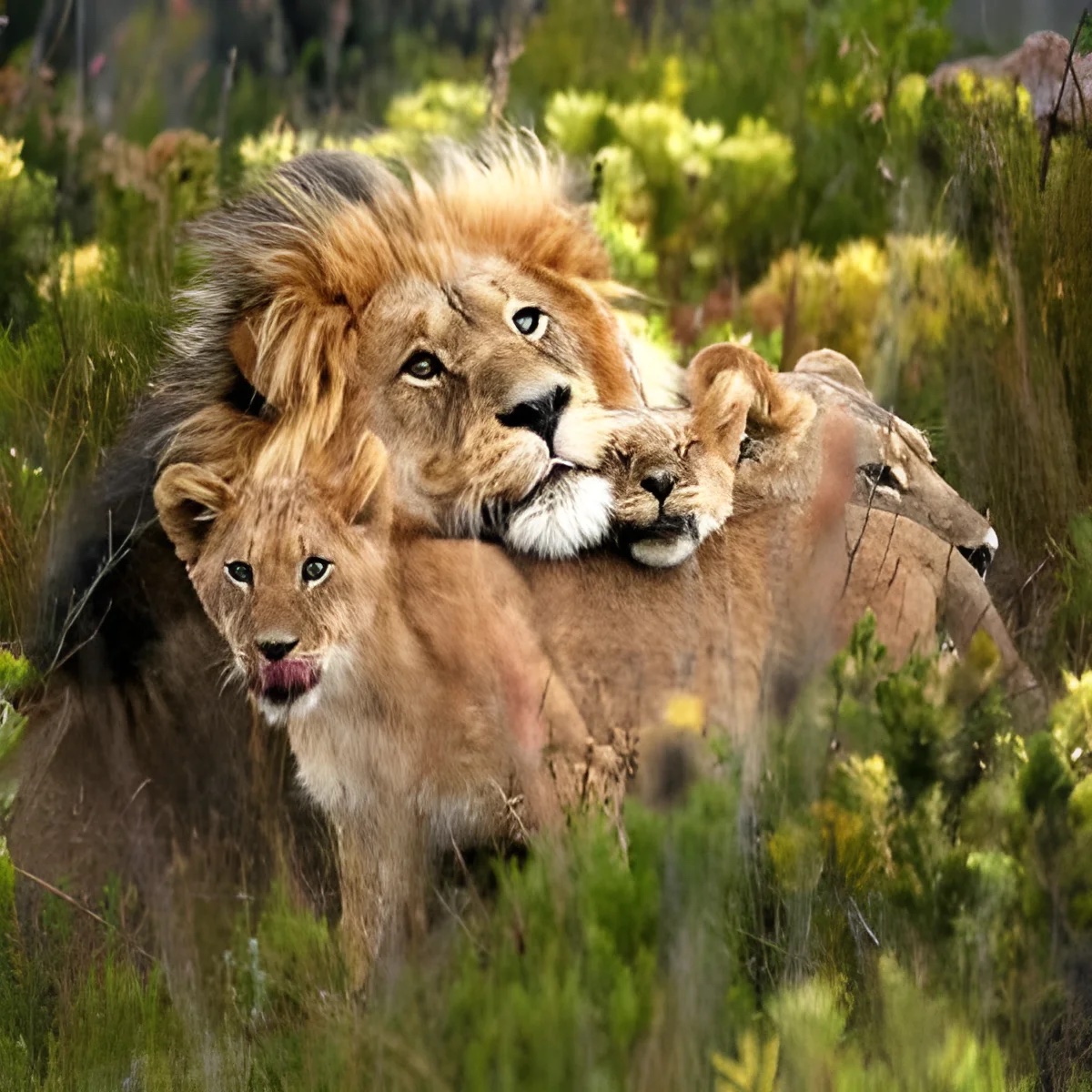 Lion in the African bush