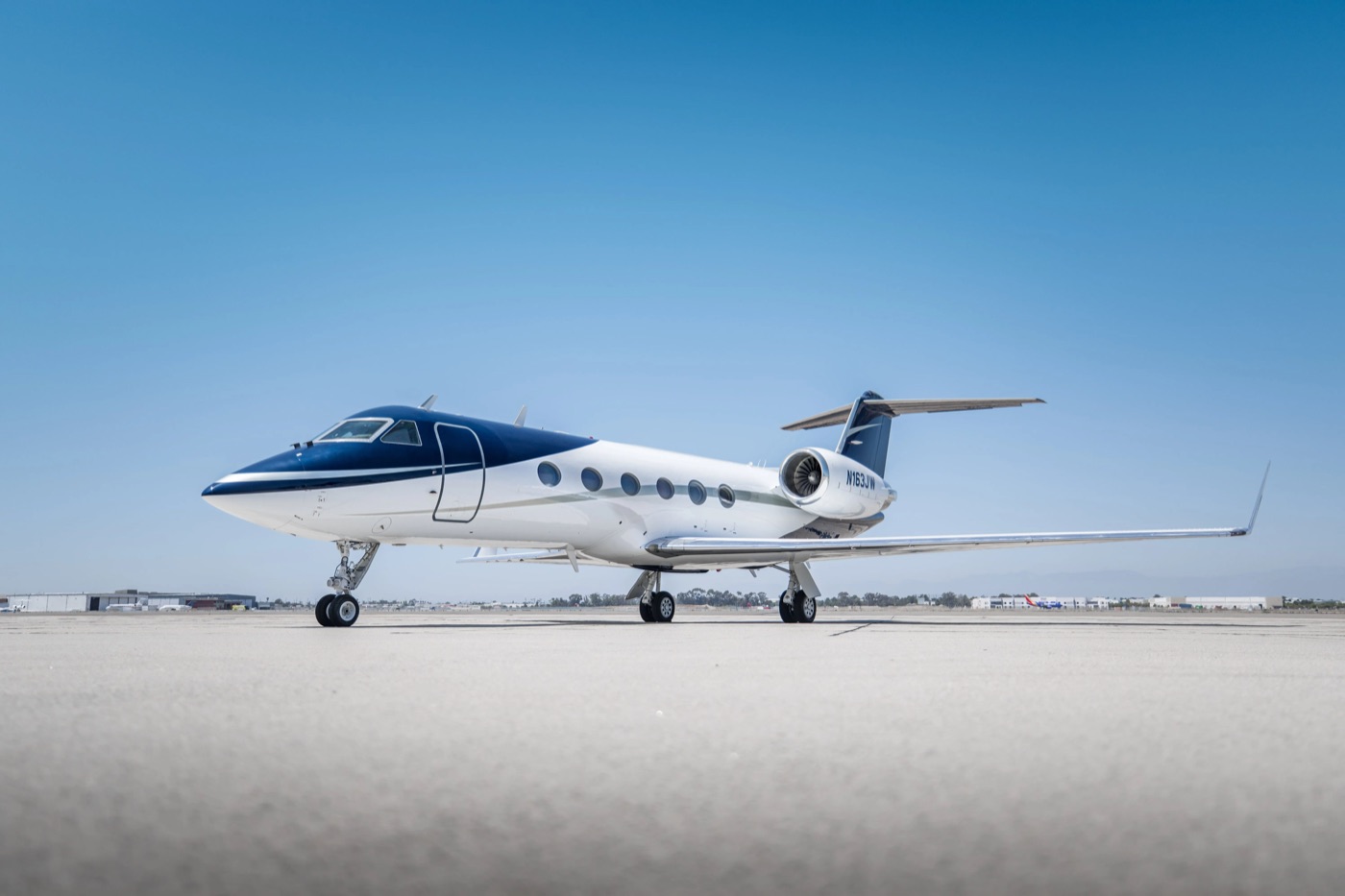 A Gulfstream GIV in late light
